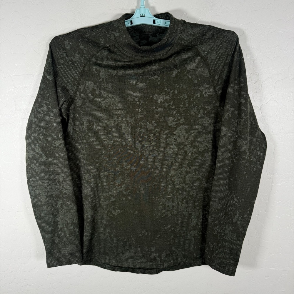 Nike Shirt‎ Mens Medium Slim Fit Green Compression Mock Neck Fleece Camo